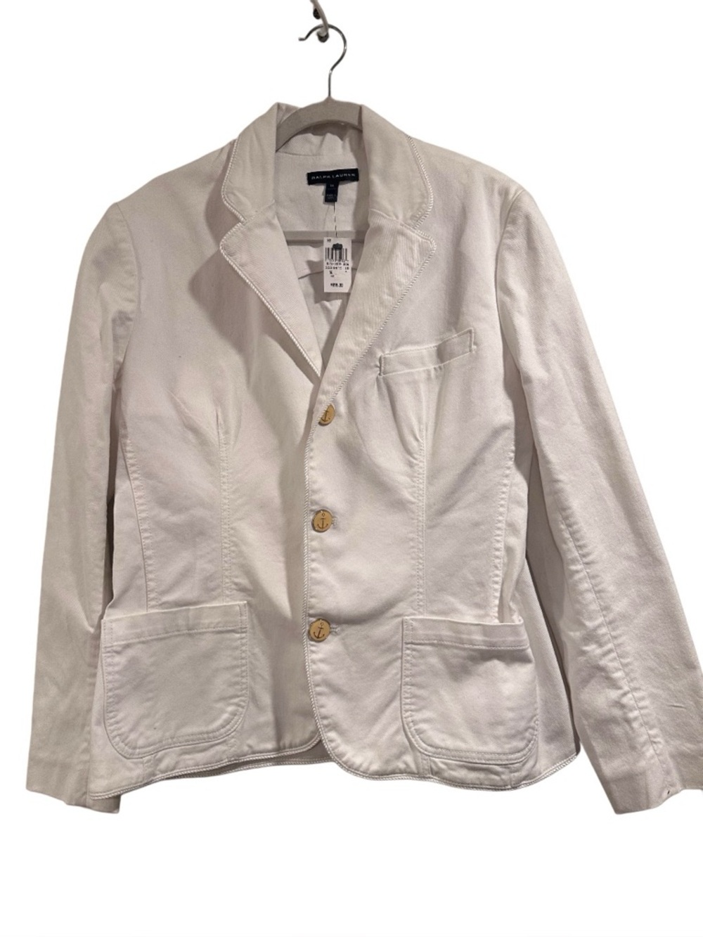 Polo Ralph Lauren White Nautical Cotton Blazer Gold Anchor Buttons Size 14 NWT - Picture 3 of 16